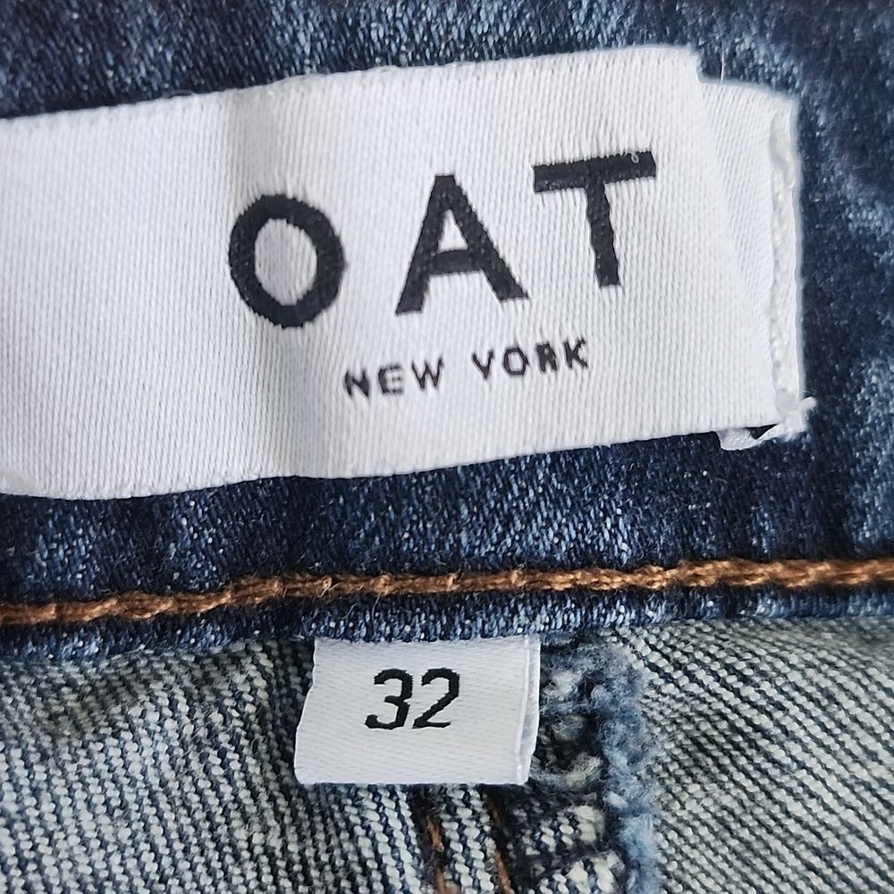 OAT New York High Rise Button Fly Wide Leg Jeans, Dark Blue Wash, 32 - Picture 5 of 11